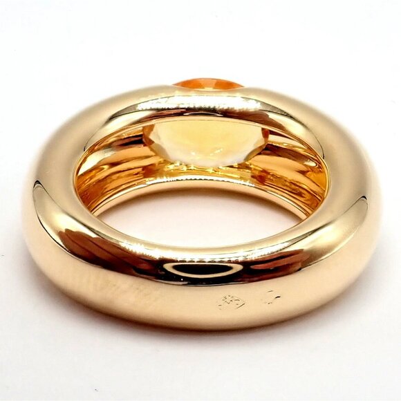 Authentic! Cartier 18k Yellow Gold Citrine Wide Large Ellipse Band Ring Size 5.5 - Picture 10 of 15